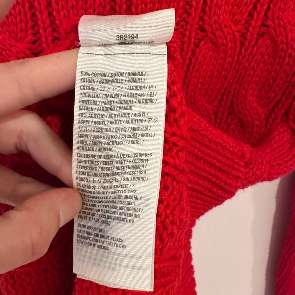 Hollister Chunky Cable Knit Y2K Red Sweater Women’s Size X-Small Red Classic - Picture 6 of 7